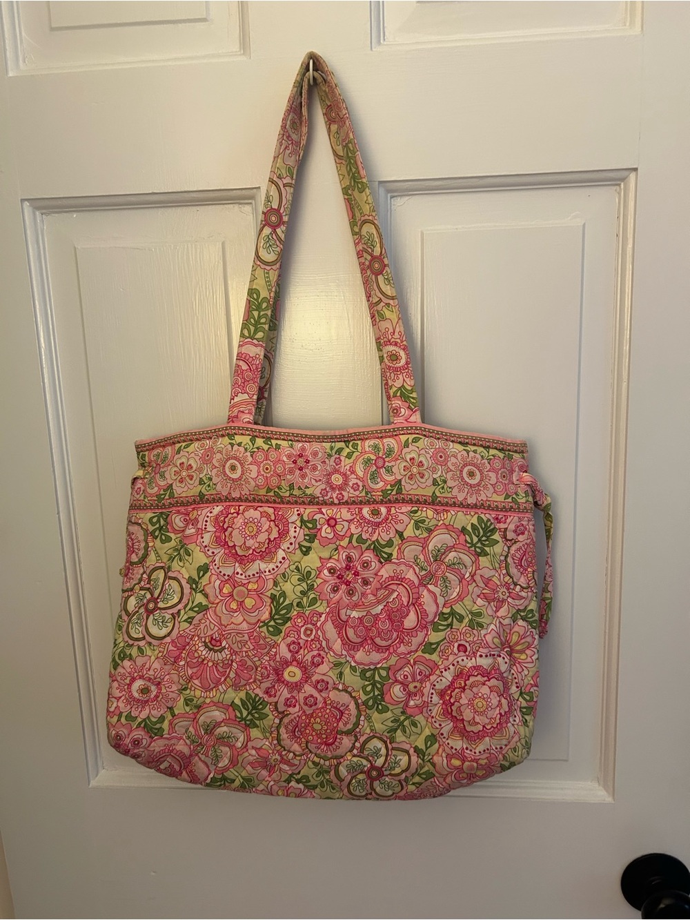 Vera Bradley Pink & Green Floral Quilted Tote
